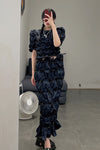 SHUSHUTONG pleated mid skirt aw21sk08 dark blue
